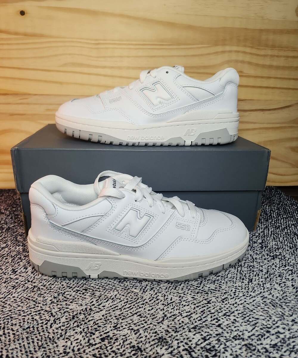 New Balance 550 Shoes 'White Grey' Youth Size 5.5, Women Size 7